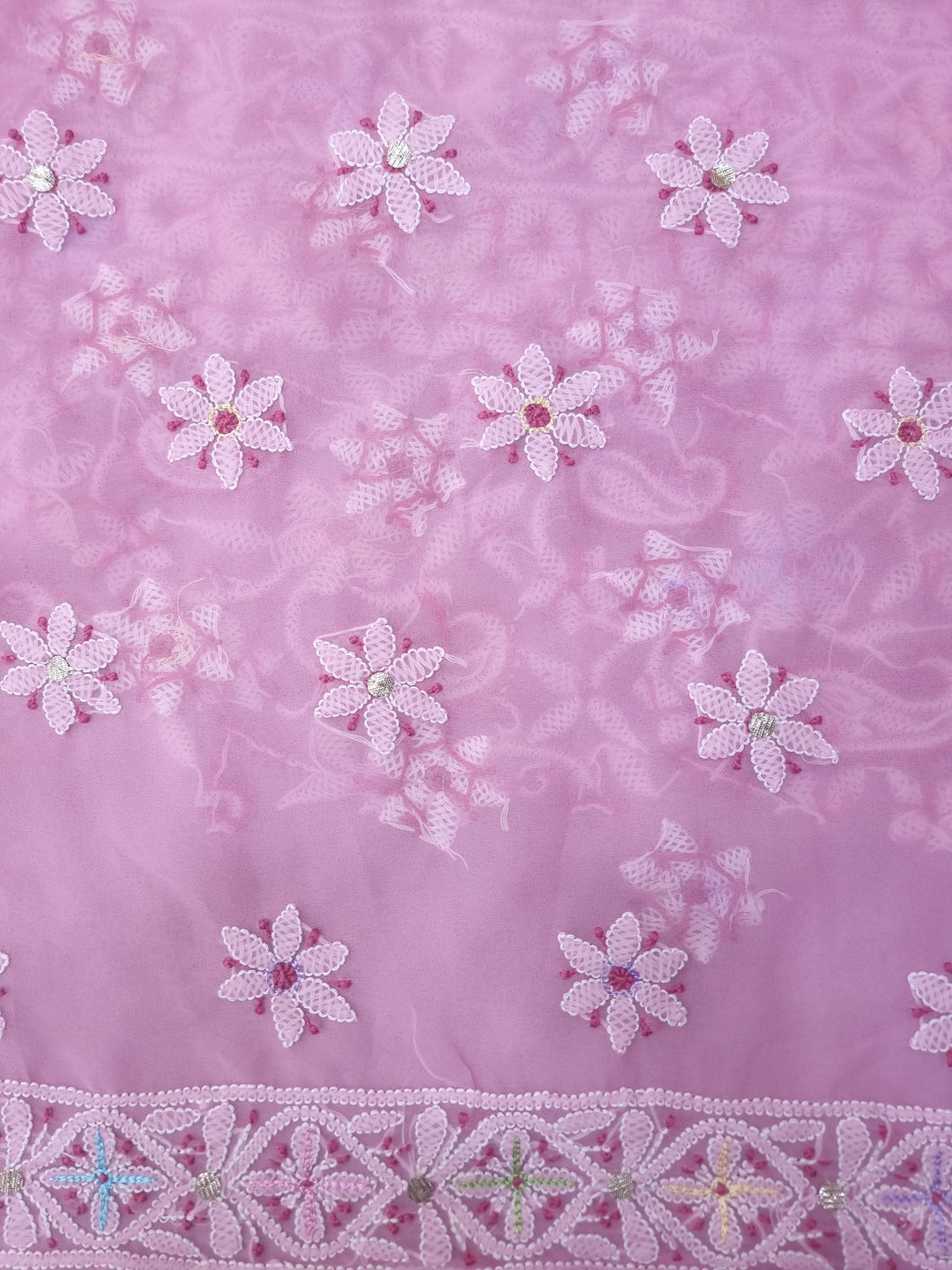 Georgette Chikankari Dress Material Resham Aari Work