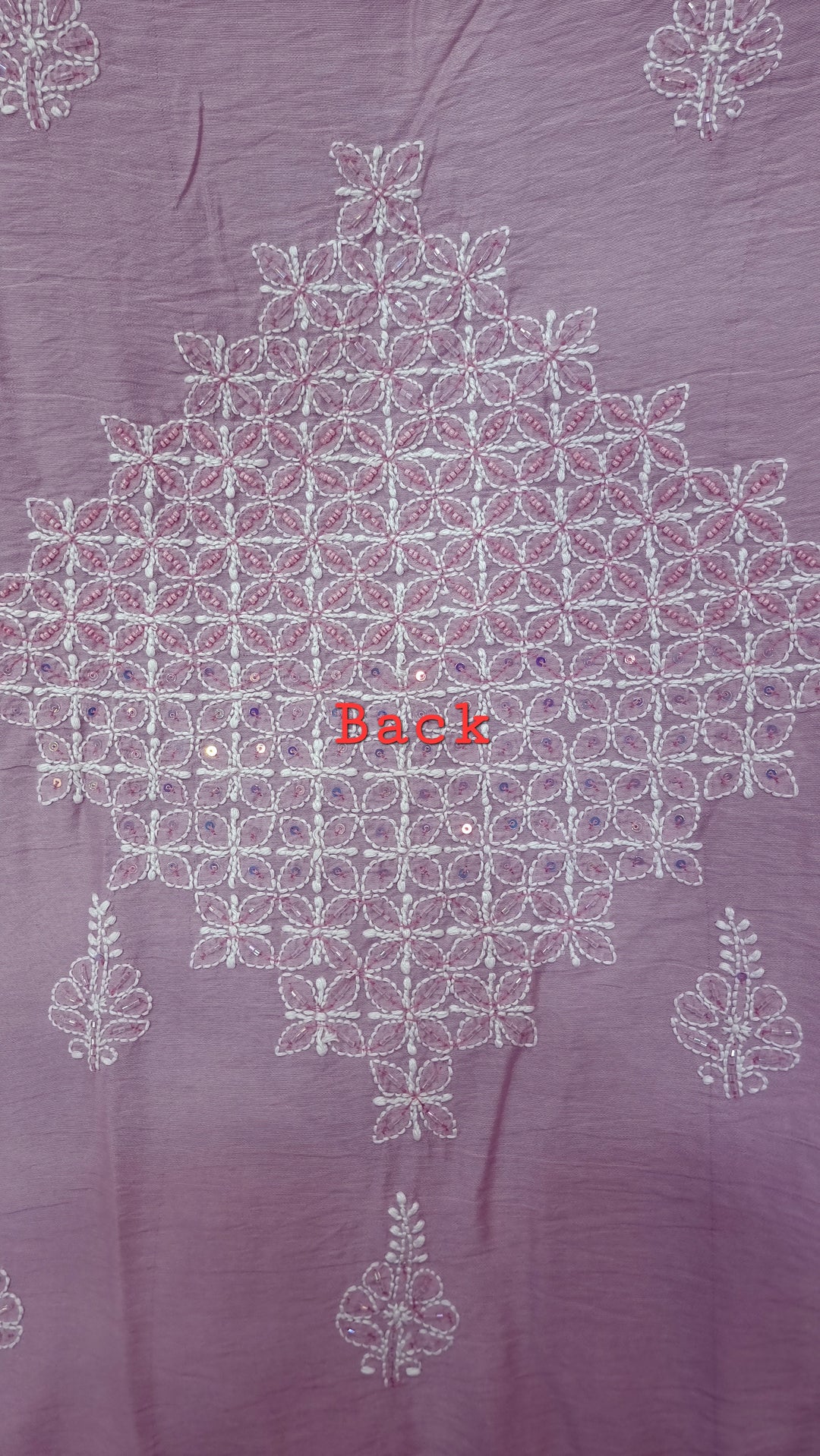 Lucknowi Chikankari Chanderi Fabric – Hand-Embroidered Kurta & Dupatta with Pearl, Resham & Badla Work