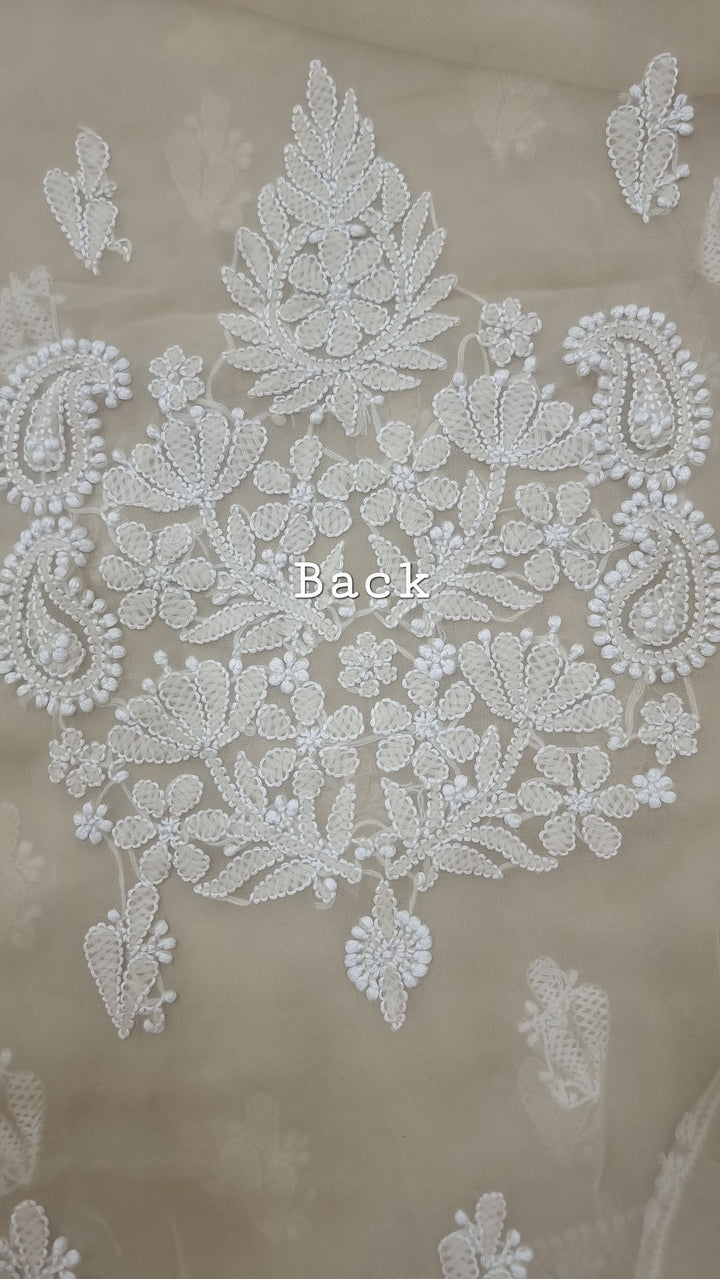 Lucknowi Georgette Chikankari Dress Material – Hand Embroidery Kurta, Bottom & Dupatta | Festive Queen Shades