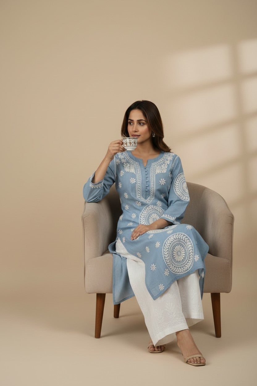 Meera Muslin Chikankari Kurta Set