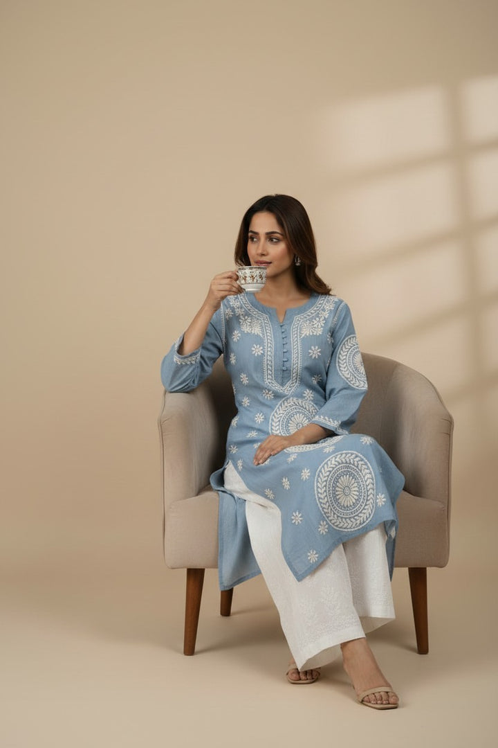 Meera Muslin Chikankari Kurta Set