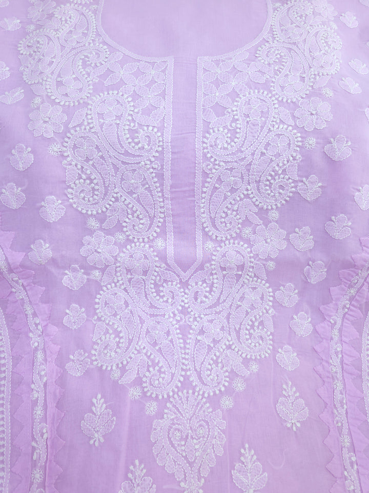 Darz Lucknowi Chikankari  Dress Material – Handmade Cotton Suit with Chiffon Dupatta