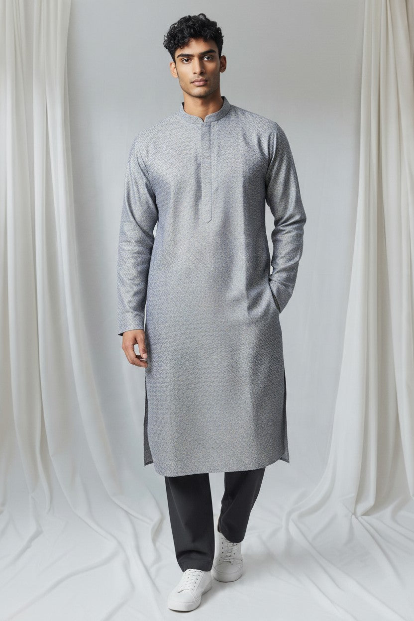 Banarsi jacquard silk kurta without chikankari