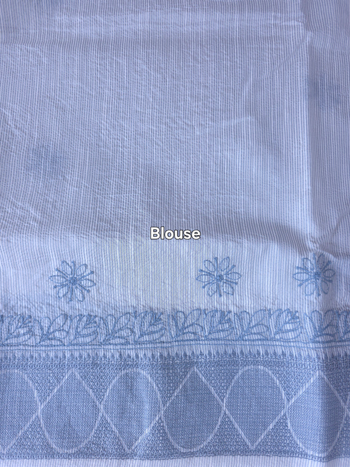 Hand Embroidered Chikankari Banarasi Silk Saree with Intricate Border & Palla Pattern – Includes  Blouse | Paridhan Chikan