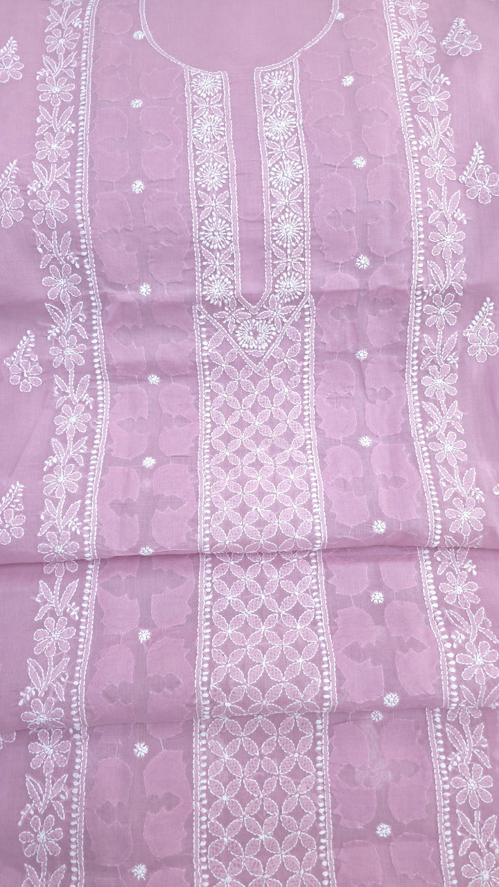 Darz Lucknowi Chikankari  Dress Material – Handmade Cotton Suit with Chiffon Dupatta