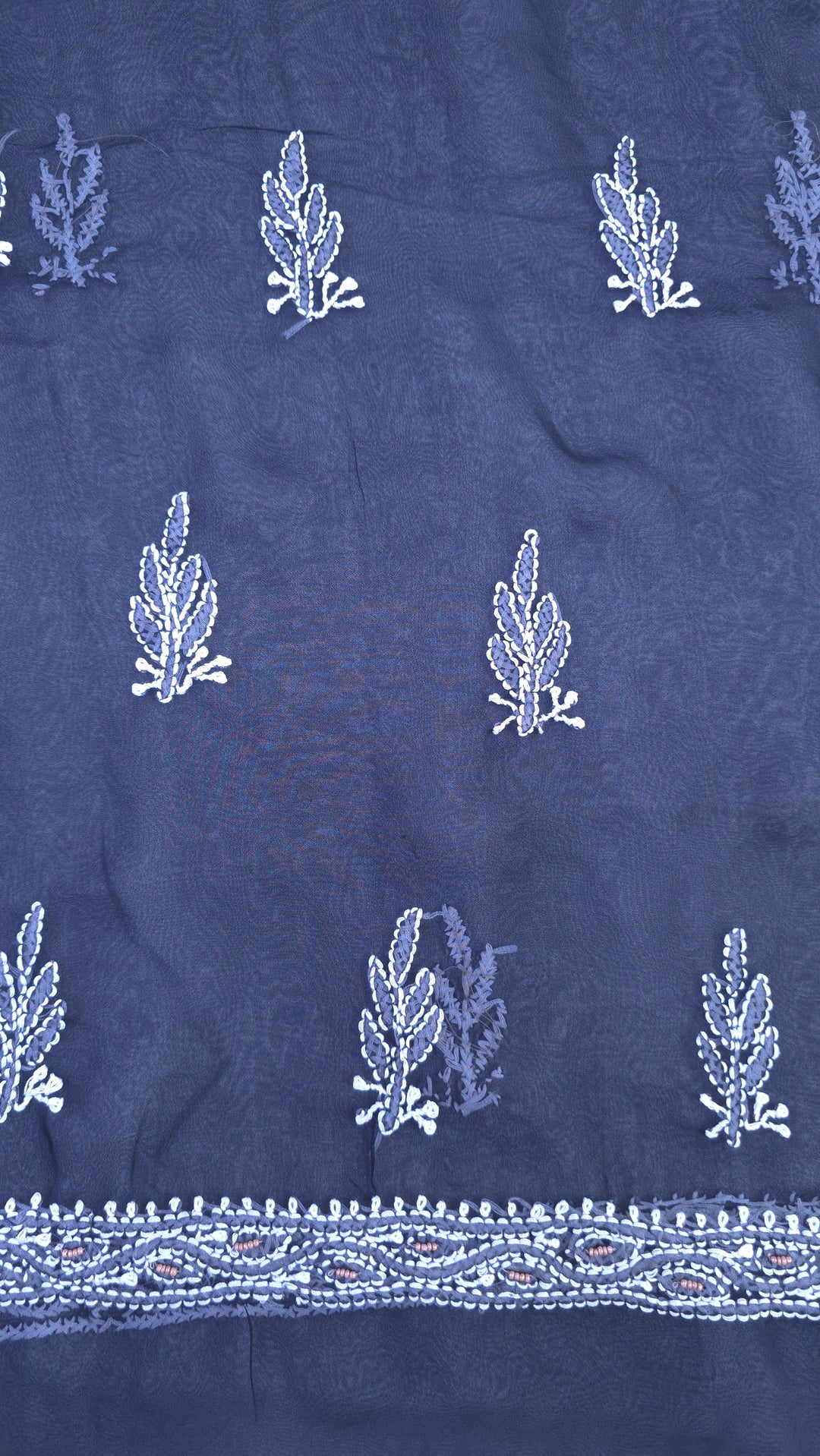 Alina Heavy Embellished Georgette Chikankari Unstitched Dress Material | Cutdana Handwork
