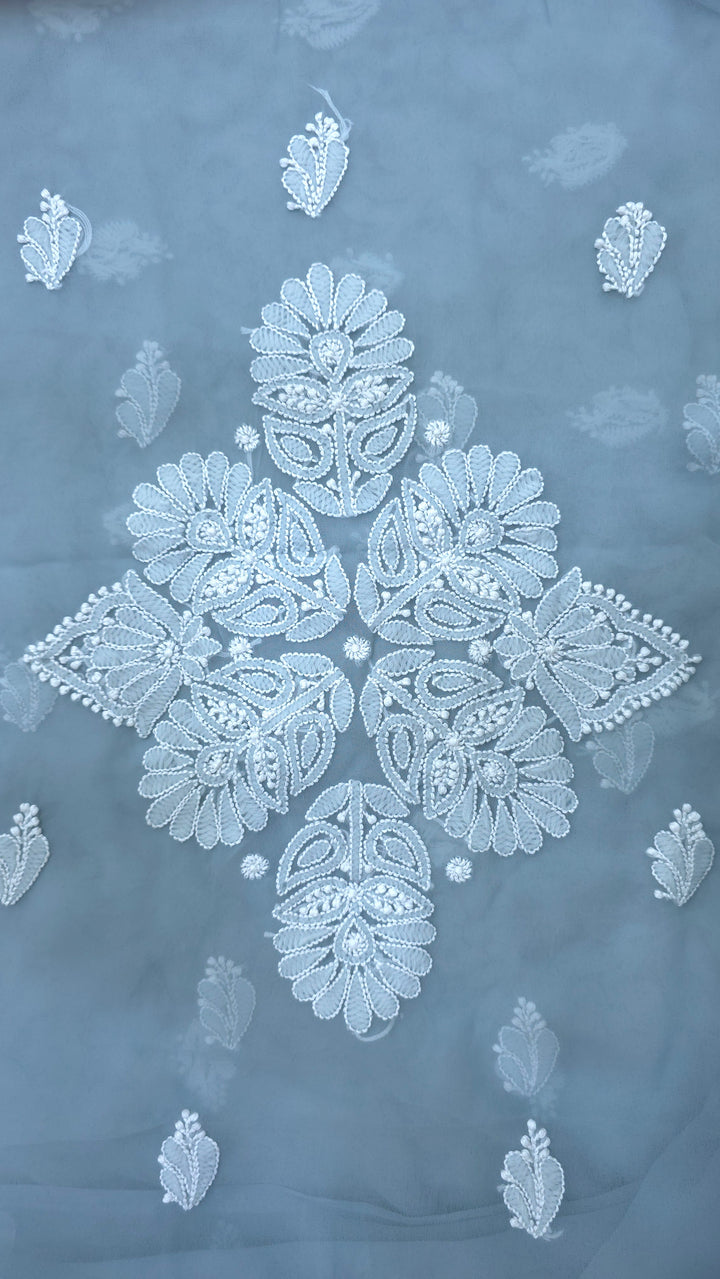 Lucknowi Georgette Chikankari Dress Material – Hand Embroidery Kurta, Bottom & Dupatta | Festive Queen Shades