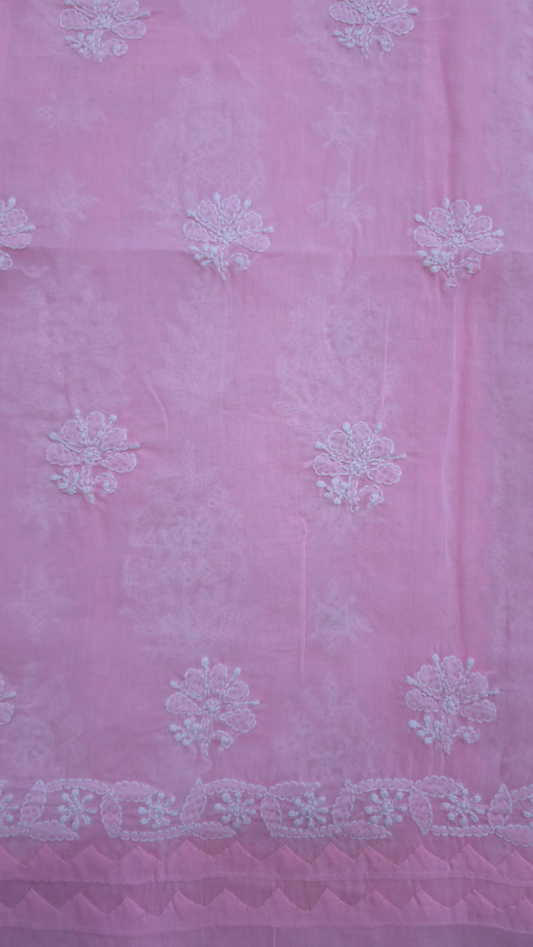 Darz Lucknowi Chikankari  Dress Material – Handmade Cotton Suit with Chiffon Dupatta