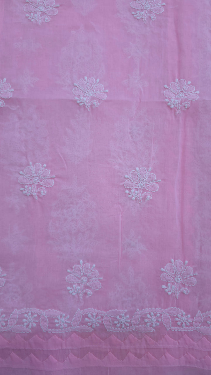 Darz Lucknowi Chikankari  Dress Material – Handmade Cotton Suit with Chiffon Dupatta