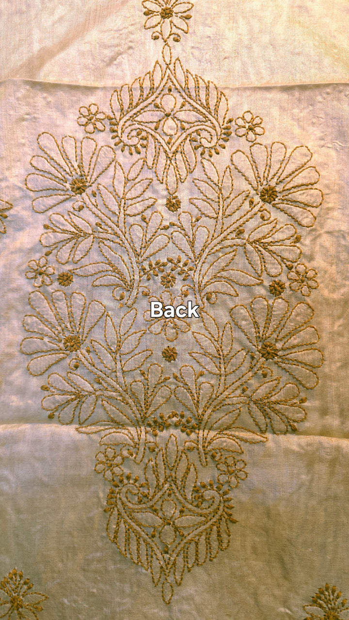 Pure Paper Silk Chikankari Fabric | Full Jaal Hand Embroidery Kurta Fabric for Women