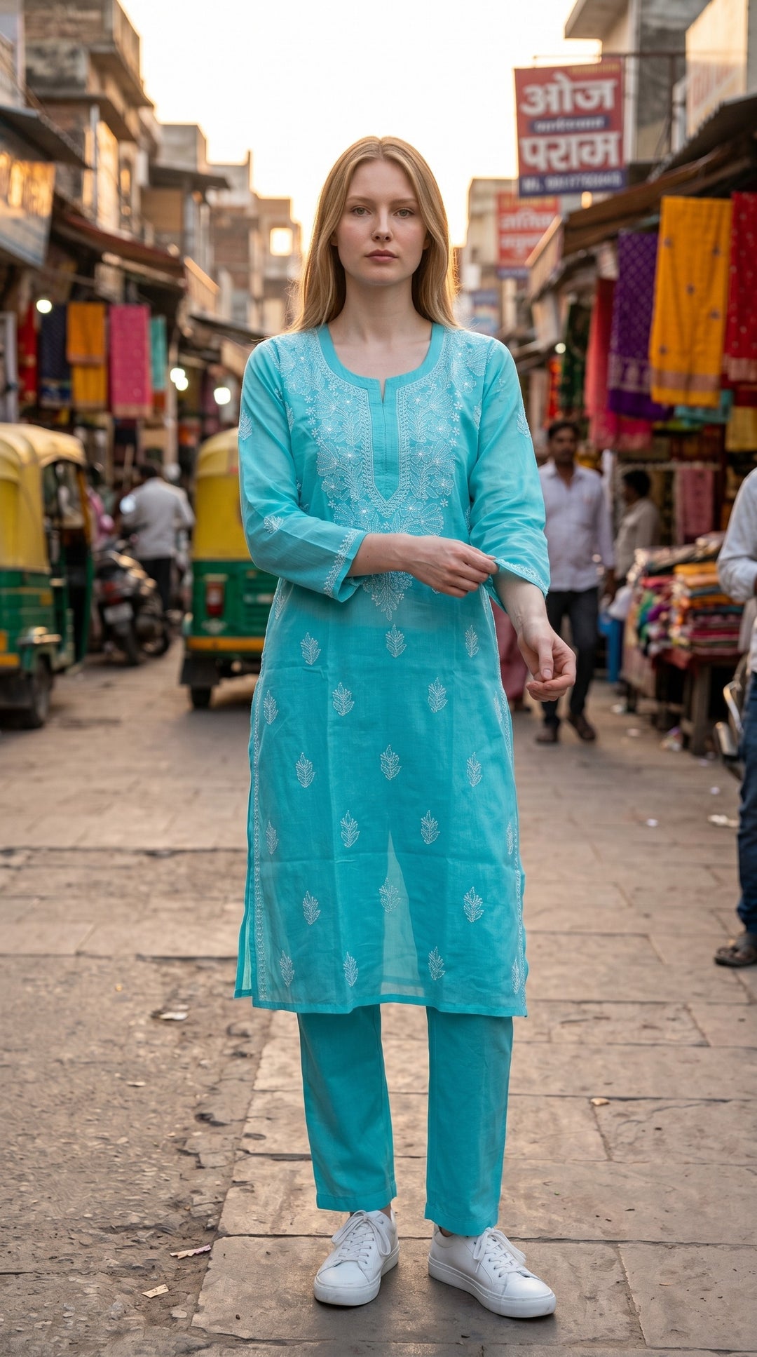 Elegant Cotton Chikankari Kurti for Women | Lightweight Hand Embroidered Office & Daily Wear Kurta