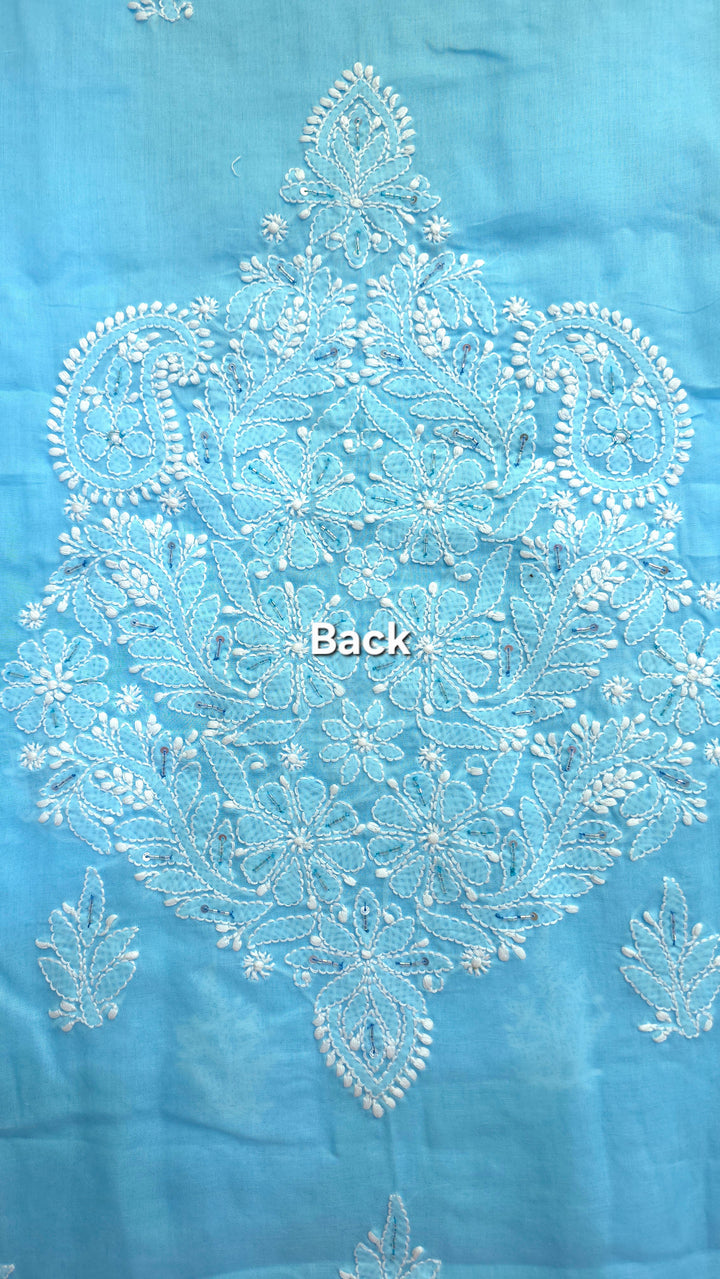 Afreen Premium Hand Embroidered Chikankari Cotton Unstitched Dress Material with Pure Chiffon Dupatta