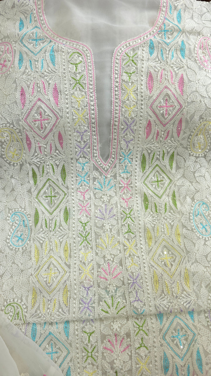 Georgette Chikankari Dress Material Resham Aari pearl Work