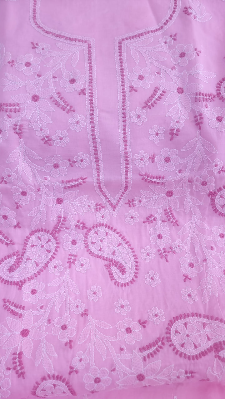 Paridhan Chikan Premium Handcrafted Chikankari Cotton Suit Set | Unstitched Dress Material with Chiffon Dupatta | Made in Lucknow