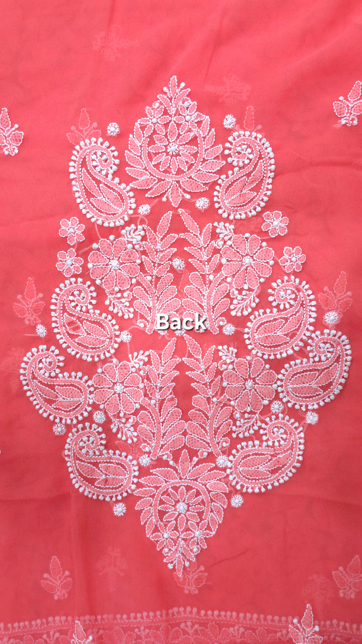 Lucknowi Georgette Chikankari Dress Material – Hand Embroidery Kurta, Bottom & Dupatta | Festive Queen Shades