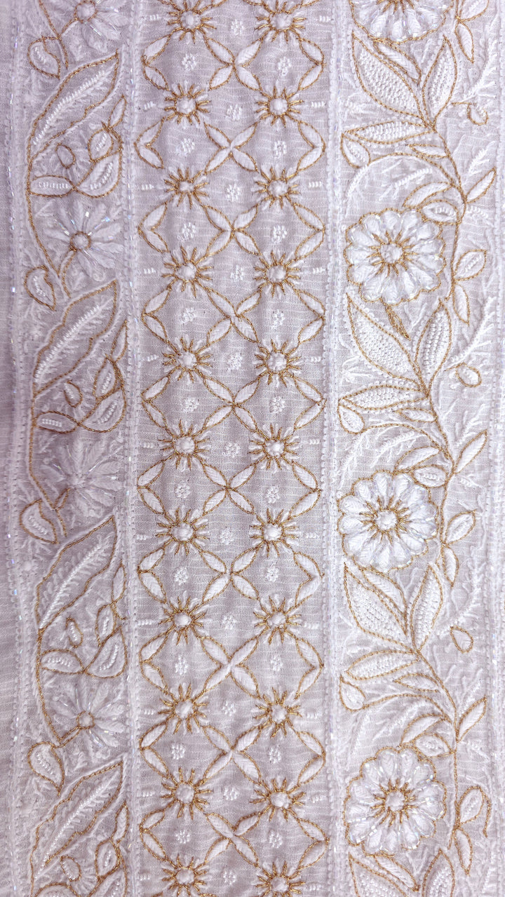 Pure Maheshwari Dyeable Chikankari Kurta Dupatta Set | Hand Embroidered 2 Taar Kurta with Kasab, Pearl & Cutdaana Work