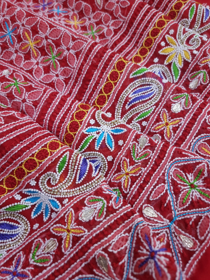 Georgette Chikankari Dress Material Resham Aari Work