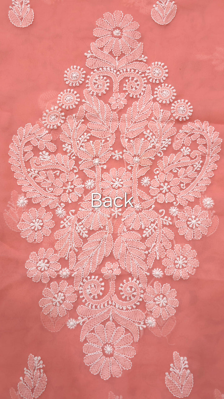 Lucknowi Georgette Chikankari Dress Material – Hand Embroidery Kurta, Bottom & Dupatta | Festive Queen Shades