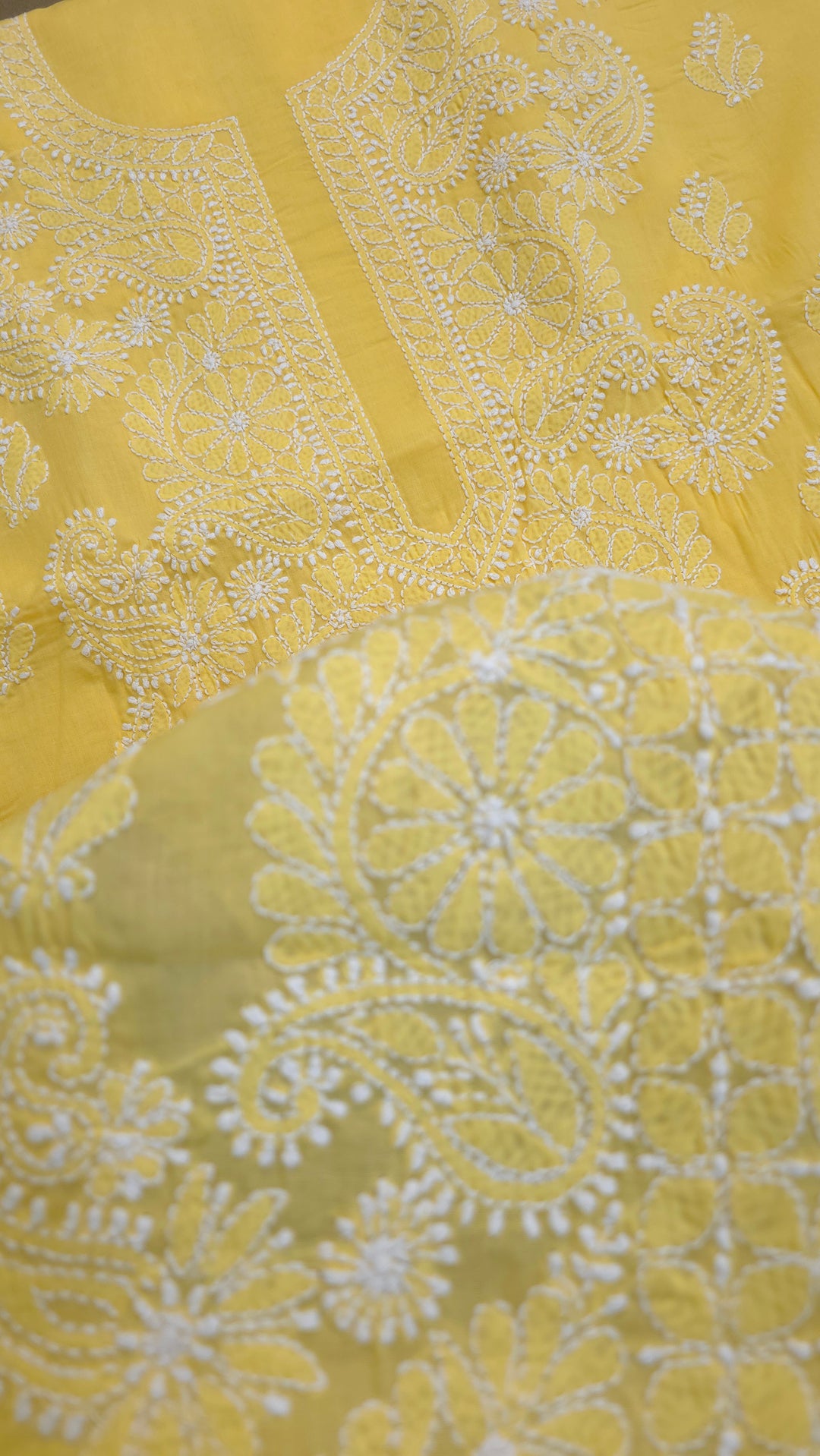 Paridhan Chikan Premium Handcrafted Chikankari Cotton Suit Set | Unstitched Dress Material with Chiffon Dupatta | Made in Lucknow