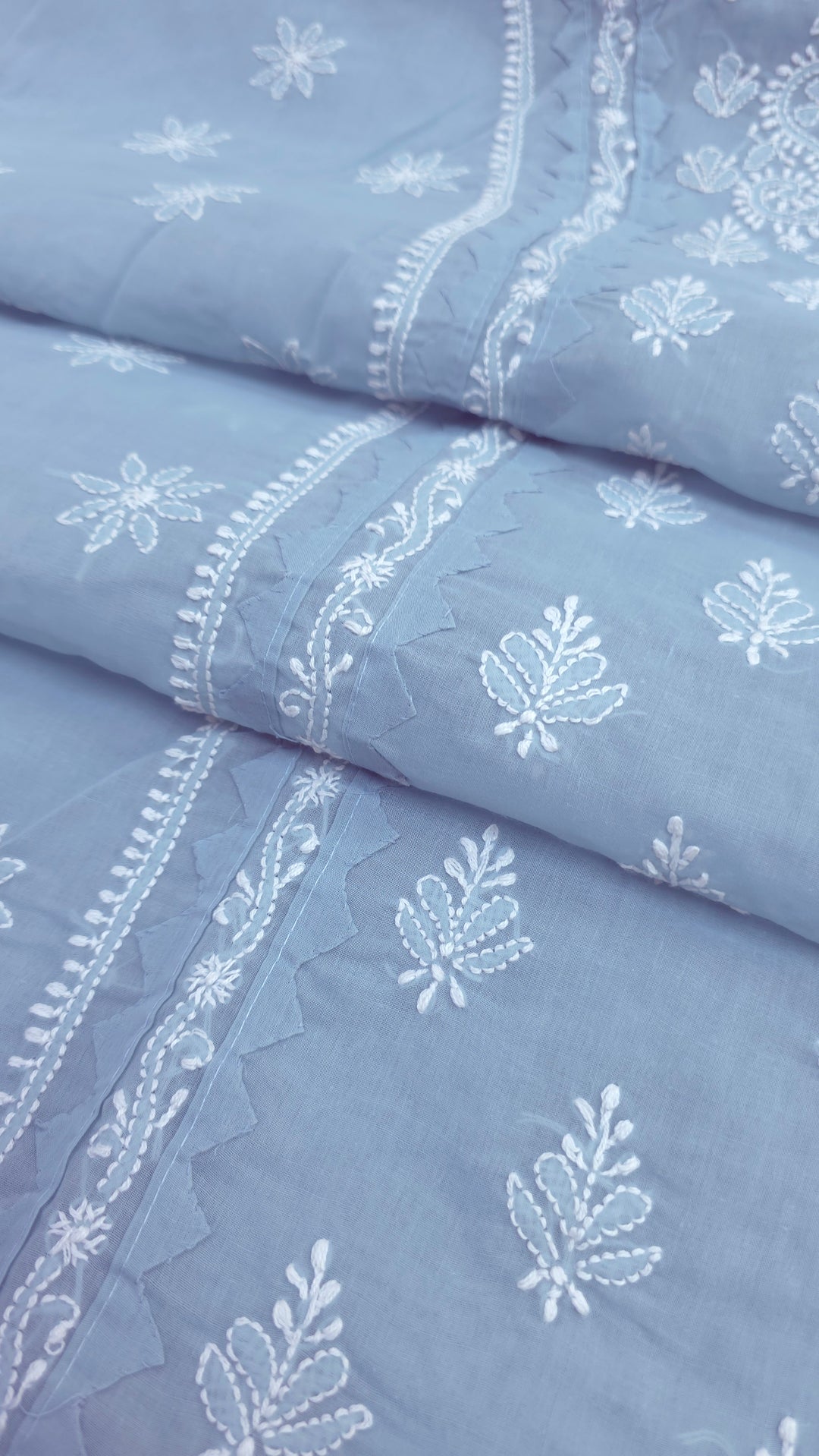 Darz Lucknowi Chikankari  Dress Material – Handmade Cotton Suit with Chiffon Dupatta