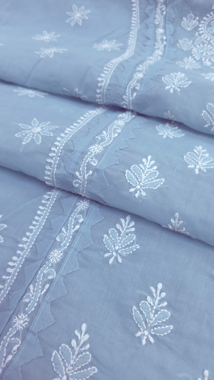Darz Lucknowi Chikankari  Dress Material – Handmade Cotton Suit with Chiffon Dupatta