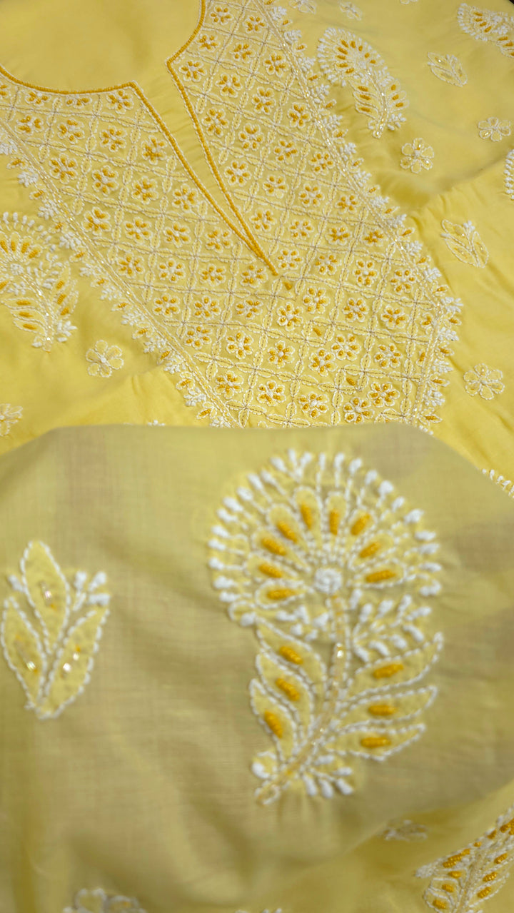 Pearl Chikankari Cotton Dress Material | Paridhan Chikan