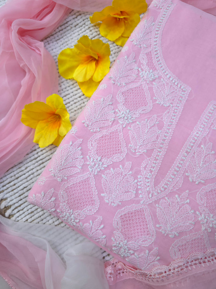 Tareef Lucknow Hand Jaali Chikankari Cotton Dress Material
