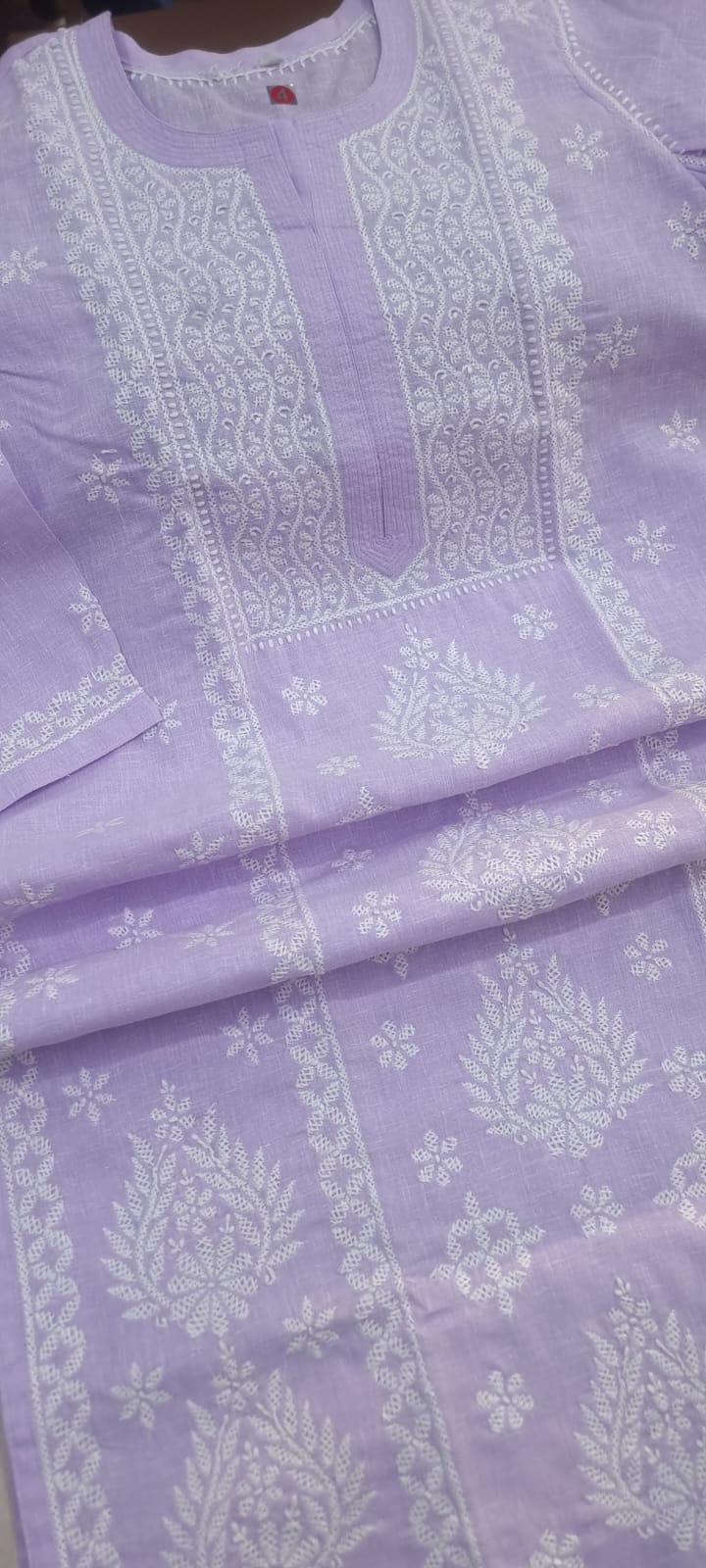 MONALISA Linen Chikankari Kurti – Authentic Lucknow Hand Embroidery