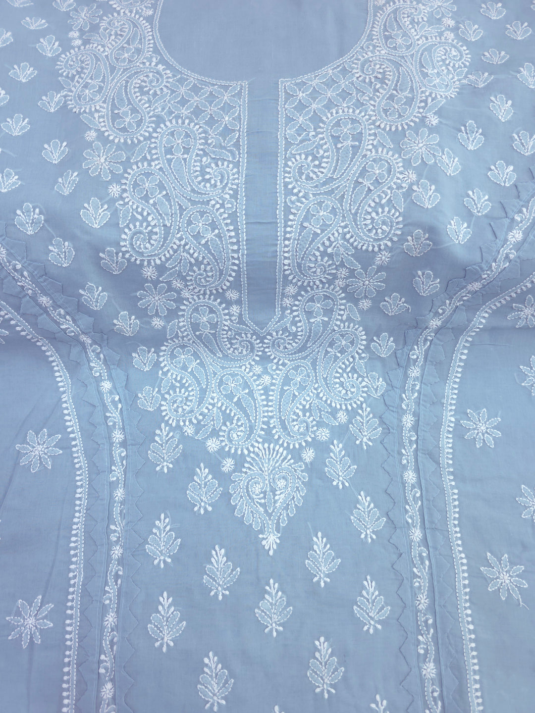 Darz Lucknowi Chikankari  Dress Material – Handmade Cotton Suit with Chiffon Dupatta