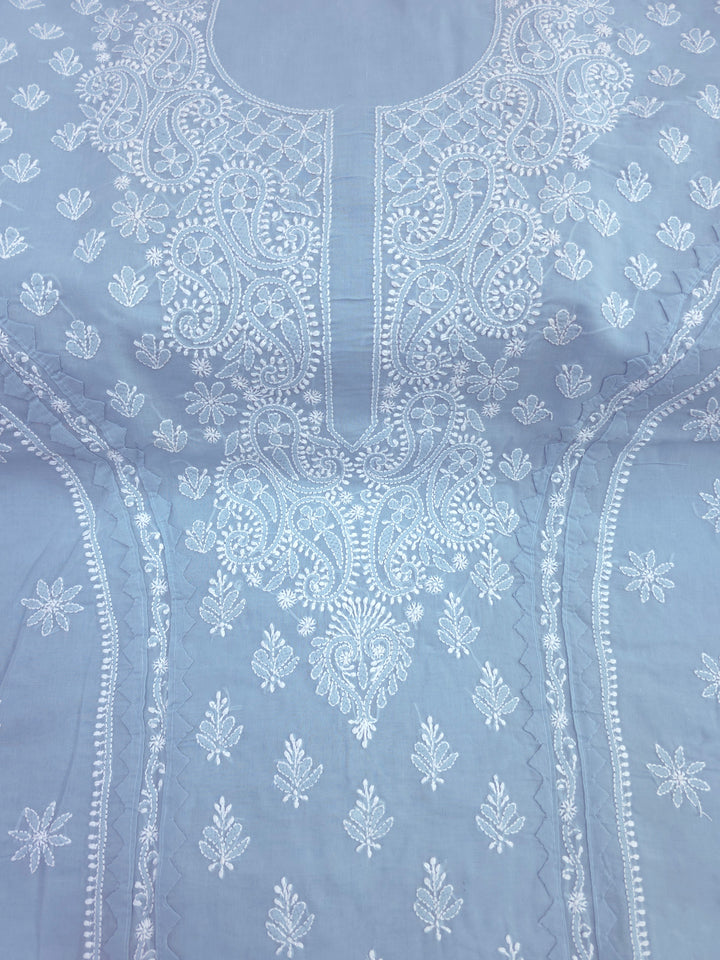 Darz Lucknowi Chikankari  Dress Material – Handmade Cotton Suit with Chiffon Dupatta