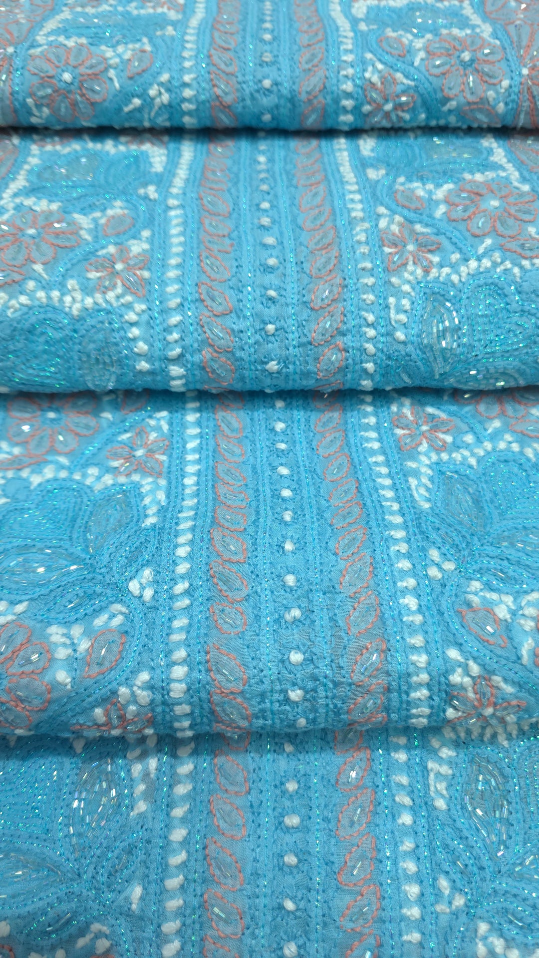 Paridhan Chikan Cotton Chikankari Unstitched Dress Material – 3 Pc Suit Set with Hand Embroidery & Pearl Work in Every Motif