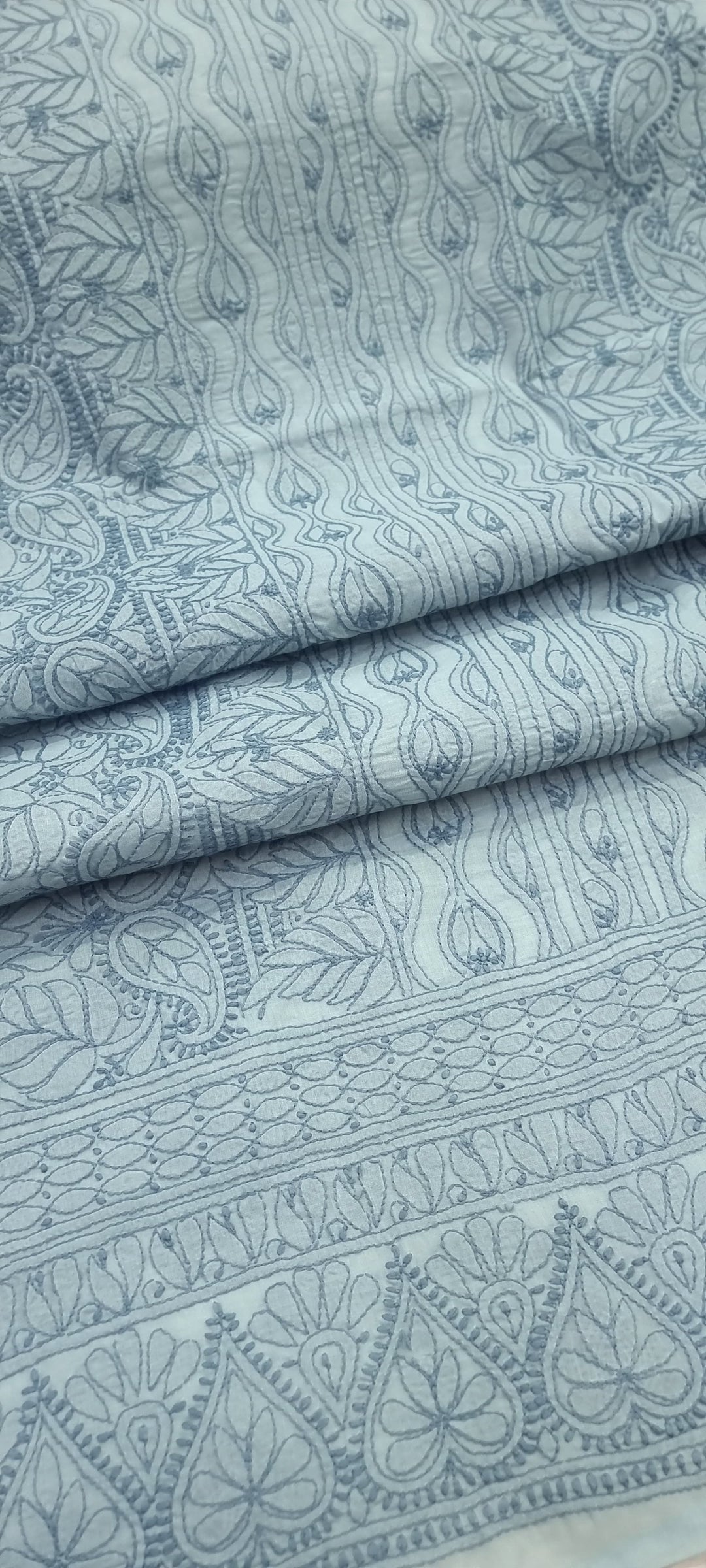Cotton Chikankari Hand Embroidered Unstitched Kurta Fabric – 3 Meter