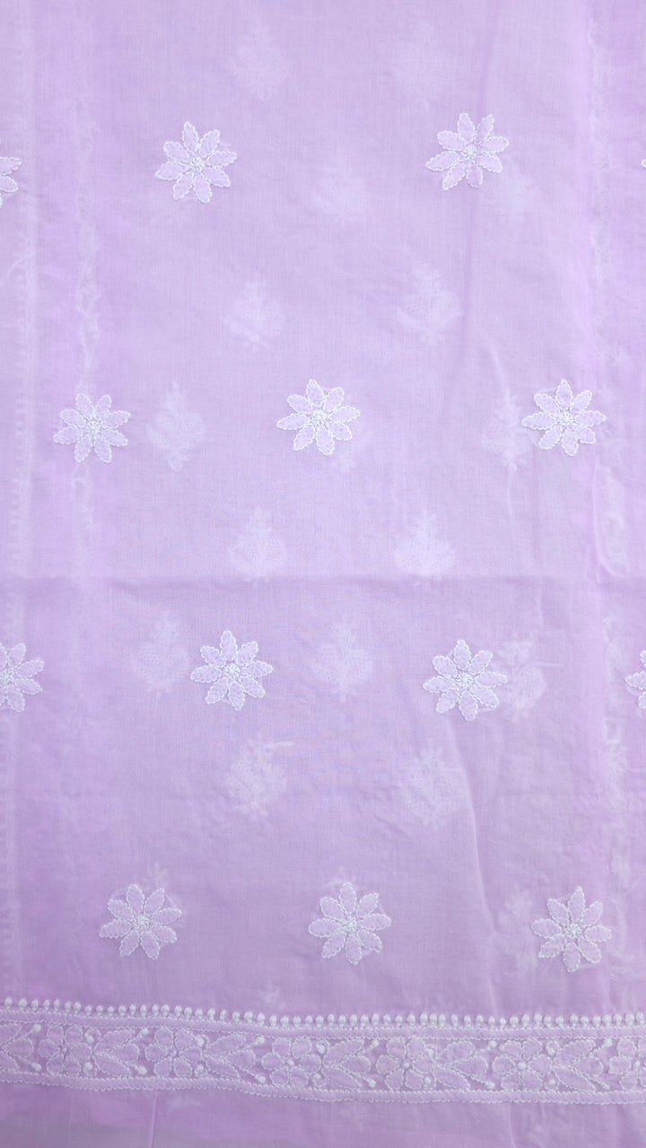Darz Lucknowi Chikankari  Dress Material – Handmade Cotton Suit with Chiffon Dupatta