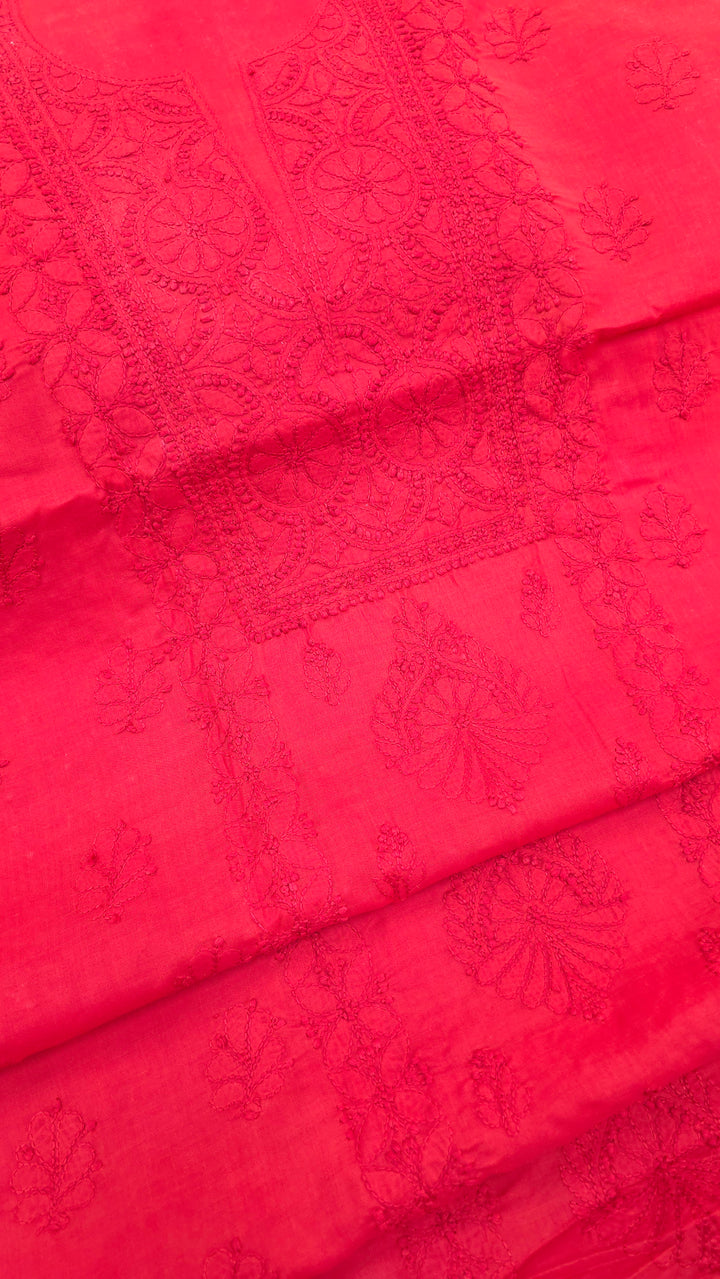 Paridhan Chikan Premium Handcrafted Chikankari Cotton Suit Set | Unstitched Dress Material with Chiffon Dupatta | Made in Lucknow