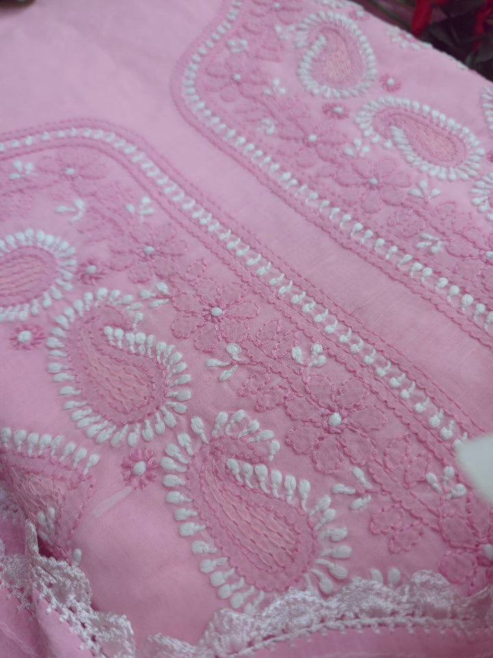 Sarahna Lucknow Hand Jaali Chikankari Cotton Dress Material