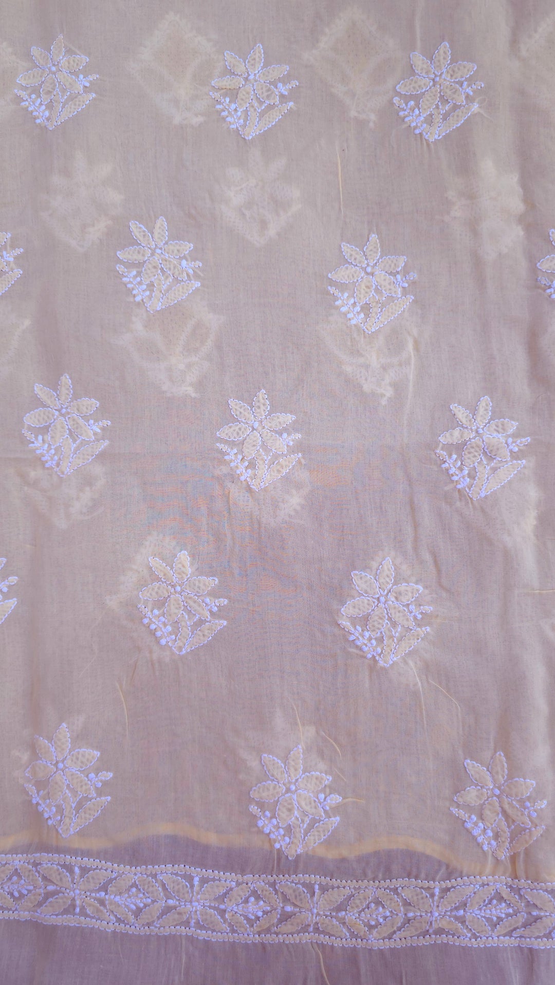 Handmade Jaali Chikankari Cotton Dress Material with Chiffon Dupatta | Authentic Lucknow Hand Embroidery | Unstitched Suit Set
