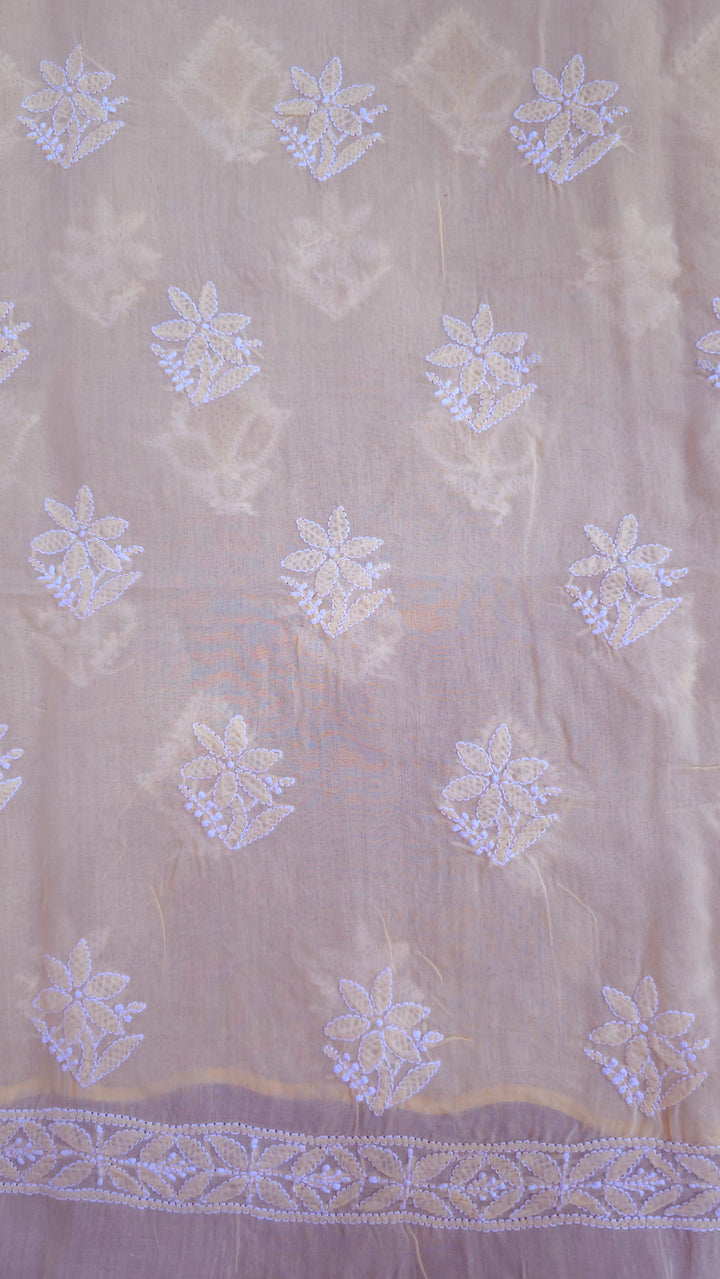 Handmade Jaali Chikankari Cotton Dress Material with Chiffon Dupatta | Authentic Lucknow Hand Embroidery | Unstitched Suit Set