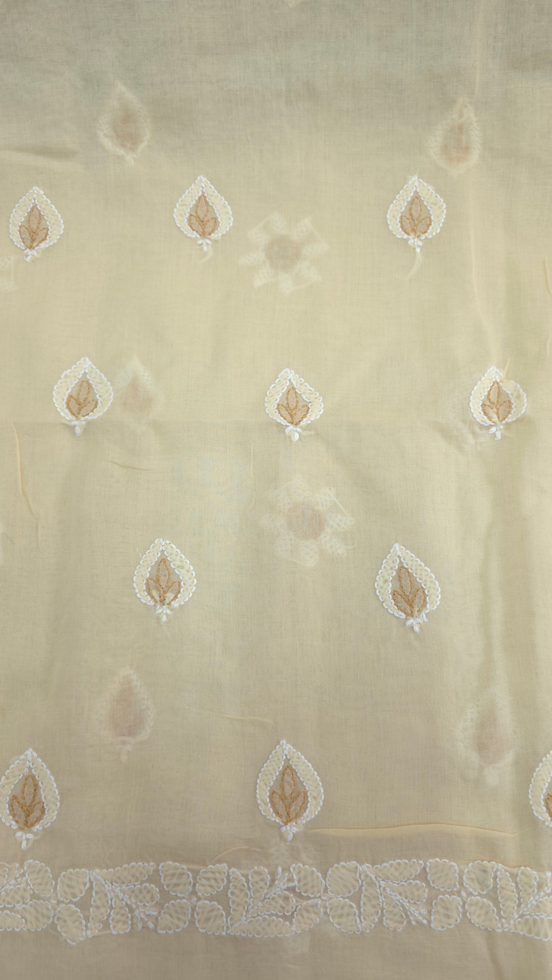 Paridhan Chikan Premium Cool Cotton Chikankari Dress Material Set with Hand Embroidered Kurta, Bottom & Chiffon Dupatta with Handmade Crochet Border