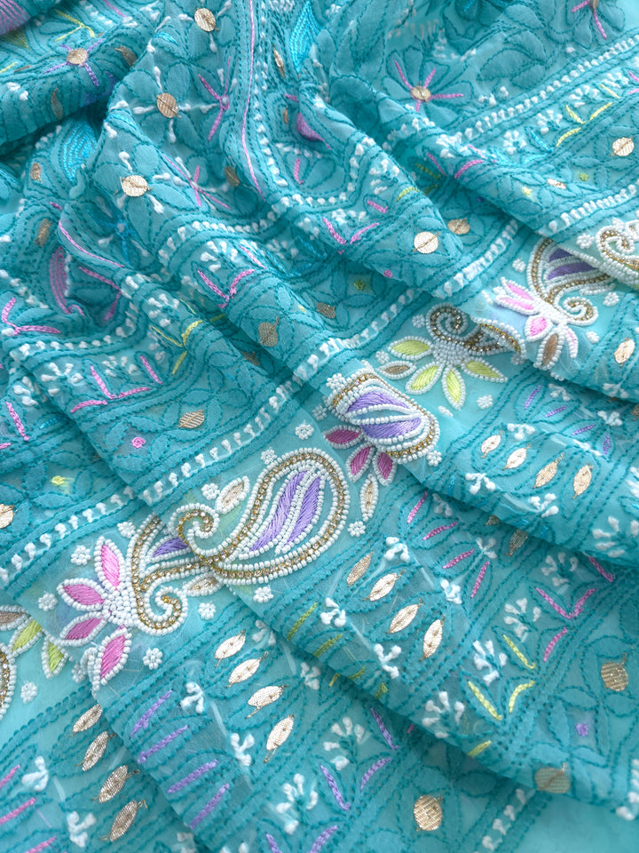 Fida Georgette Chikankari Dress Material Resham Aari pearl Work