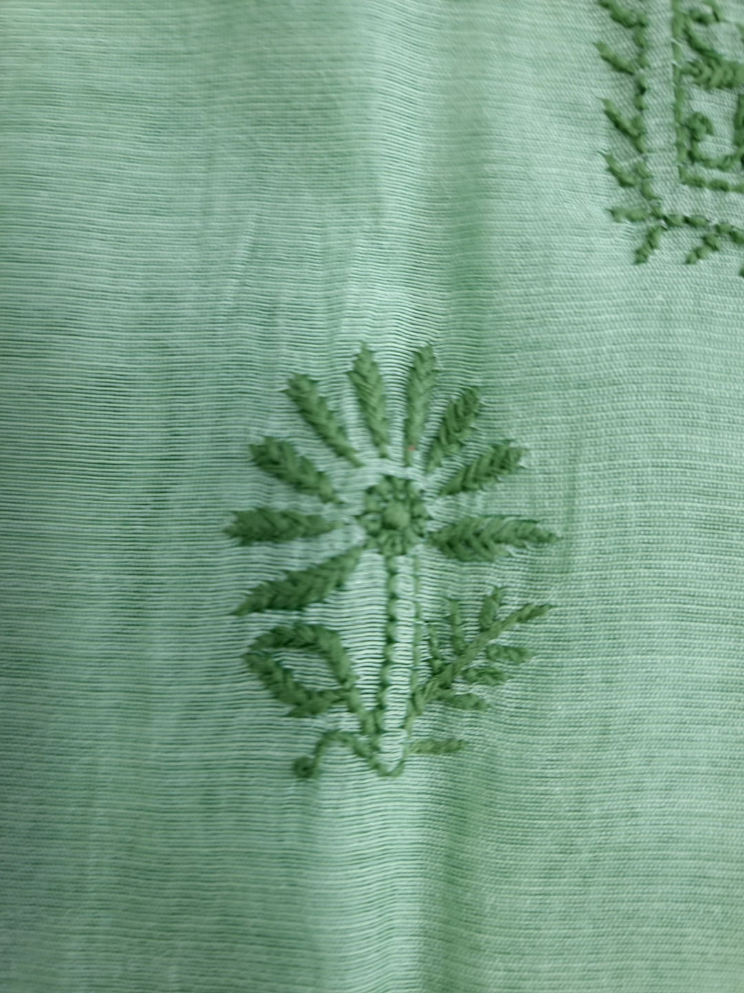 Soft Green Color Chanderi Hand Embroidered 2-Taar Chikankari Kurta & Dupatta Set | Paridhan Chikan