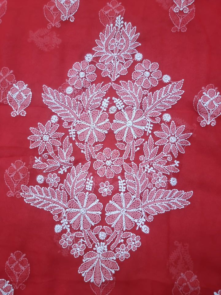 Lucknowi Georgette Chikankari Dress Material – Hand Embroidery Kurta, Bottom & Dupatta | Festive Queen Shades