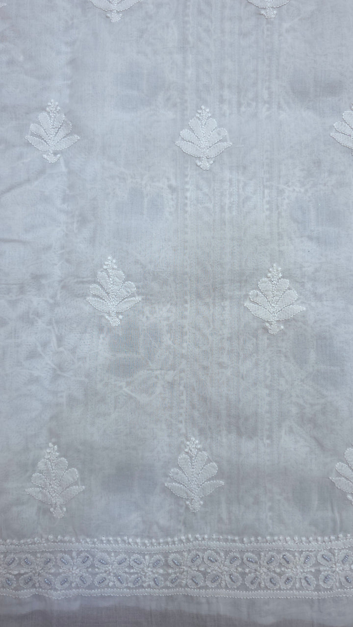 Paridhan Chikan Cotton Chikankari Unstitched Dress Material – 3 Pc Suit Set with Hand Embroidery & Pearl Work in Every Motif