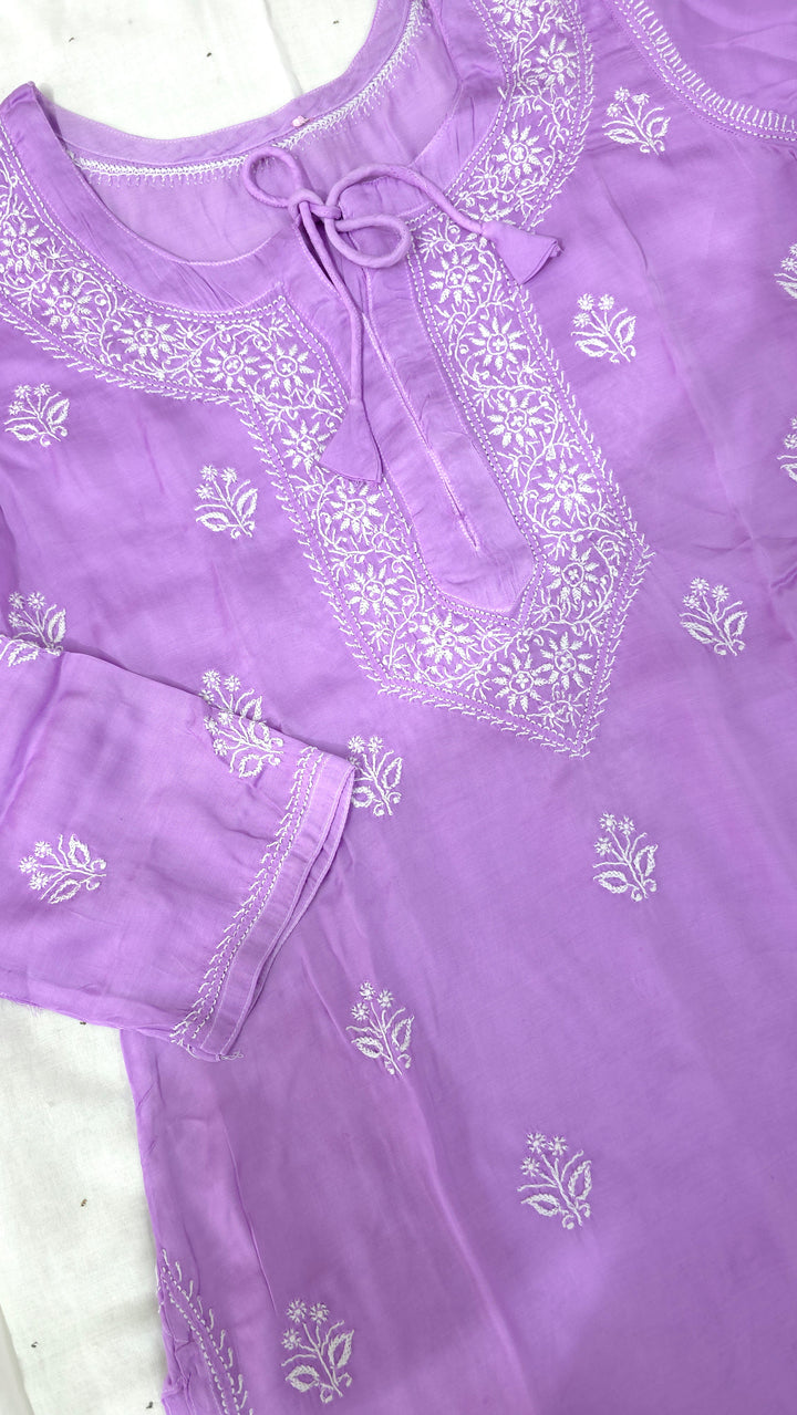 Women's Modal Satin Chikankari Top – Authentic 2 Taar Hand Embroidery