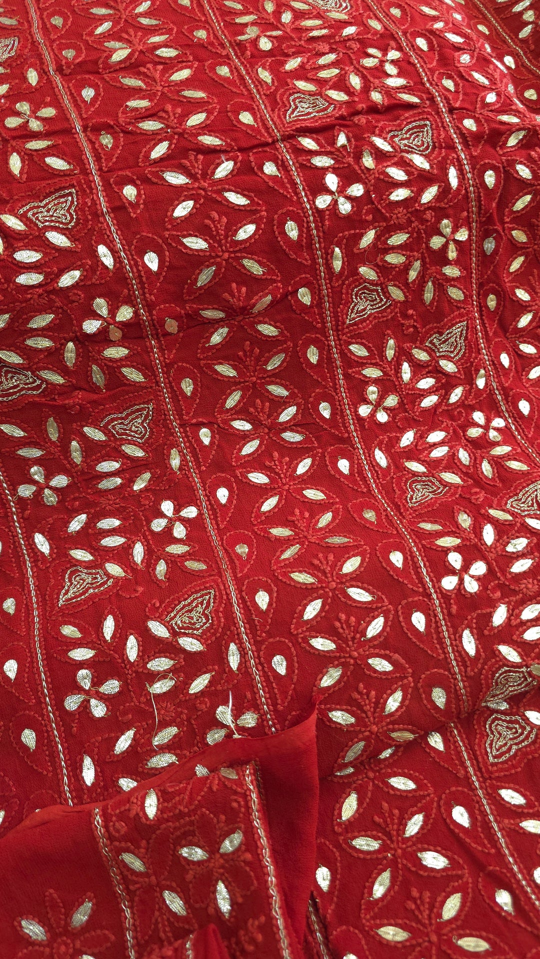 Pure Georgette Viscose Chikankari Dress Material with Gotta Patti & Resham Badla Hand Embroidery