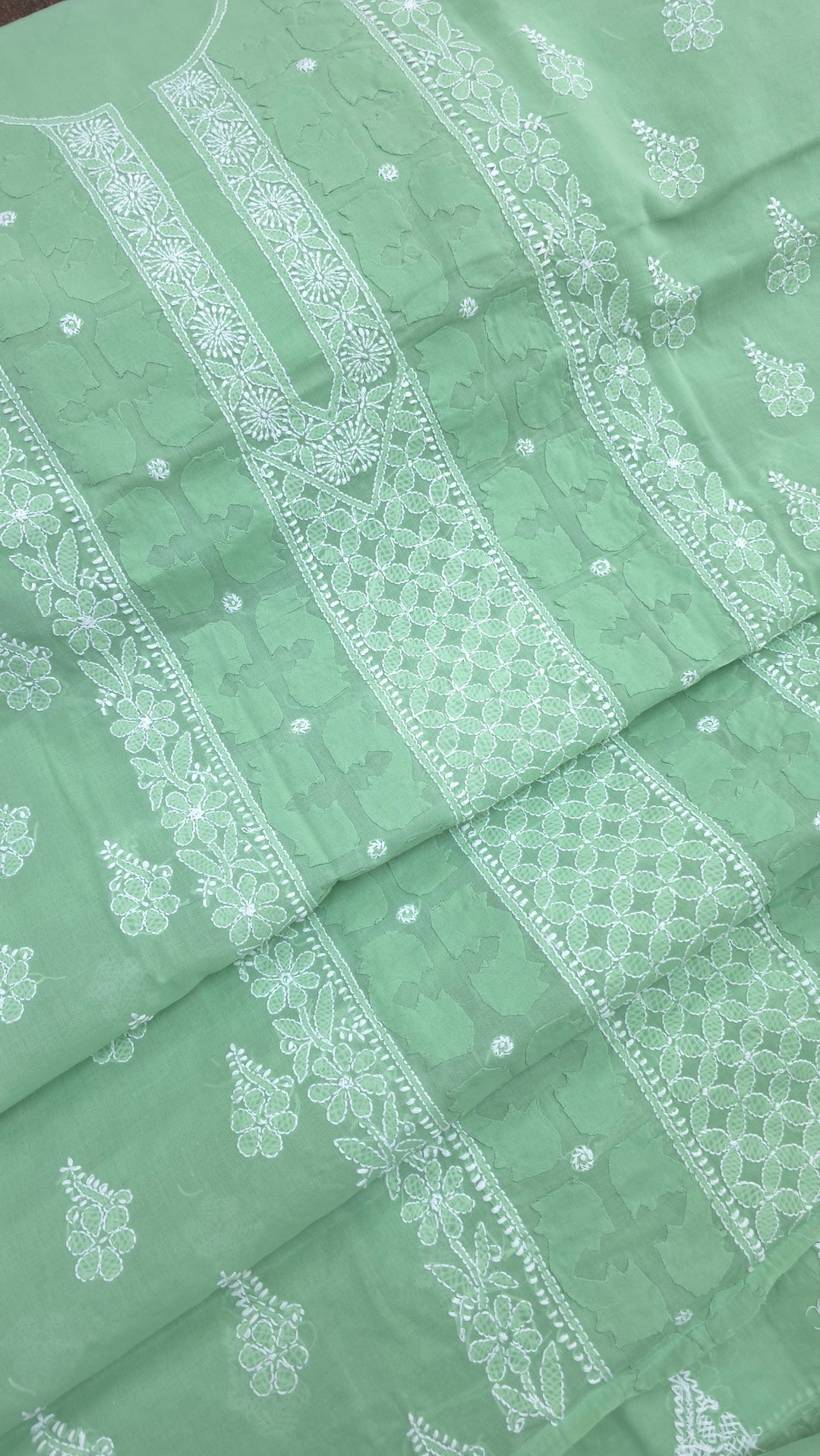 Darz Lucknowi Chikankari  Dress Material – Handmade Cotton Suit with Chiffon Dupatta