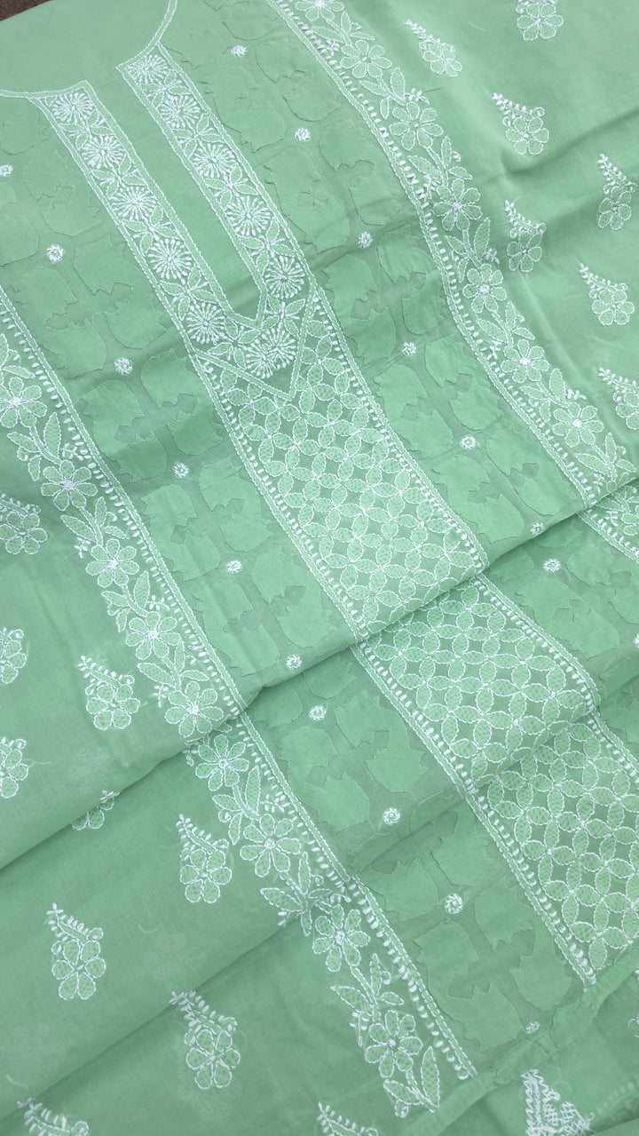 Darz Lucknowi Chikankari  Dress Material – Handmade Cotton Suit with Chiffon Dupatta