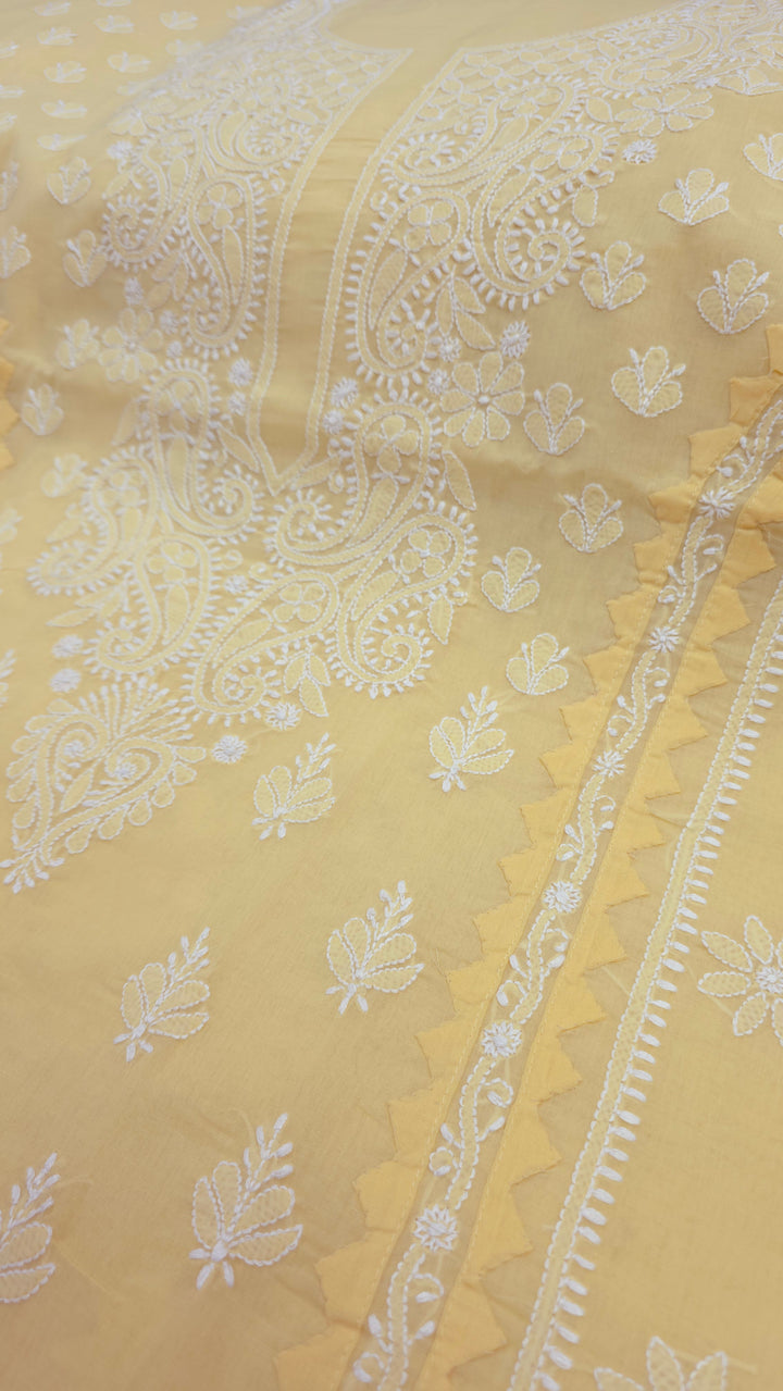 Darz Lucknowi Chikankari  Dress Material – Handmade Cotton Suit with Chiffon Dupatta