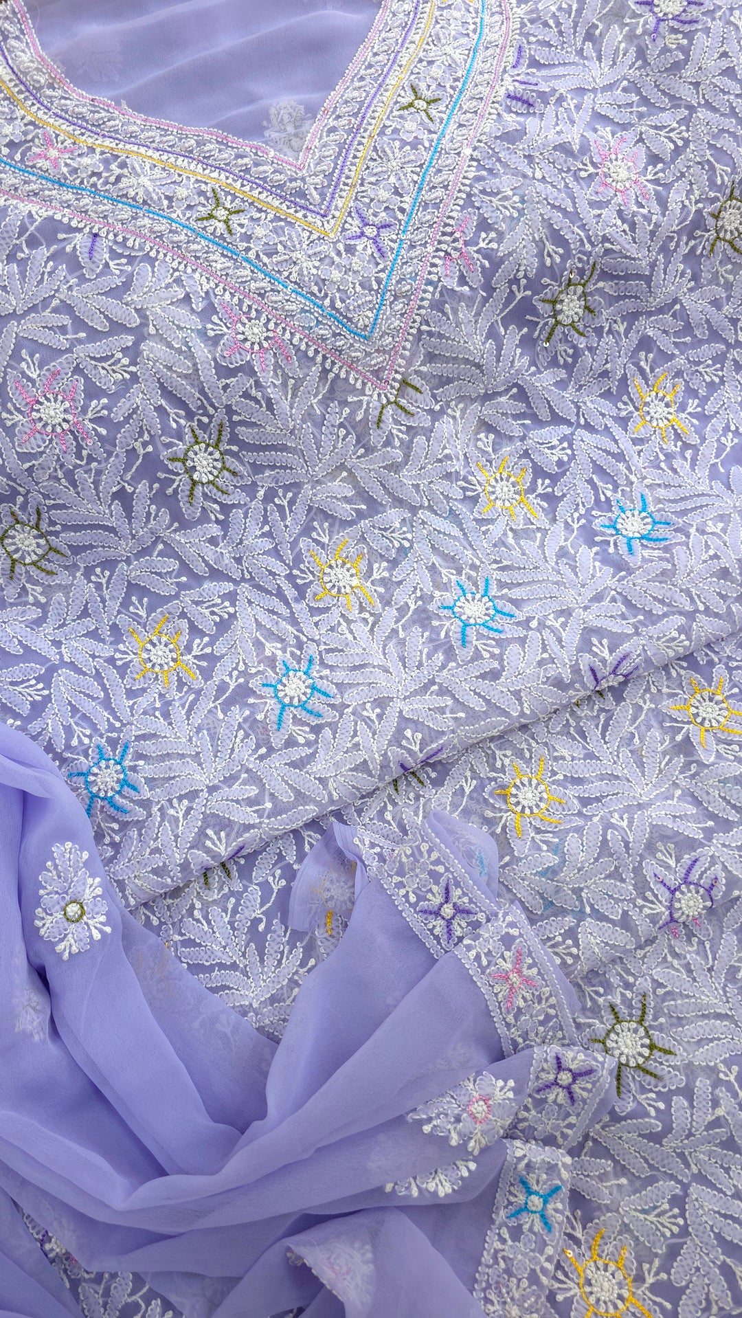 Georgette Chikankari Dress Material Resham Aari pearl Work