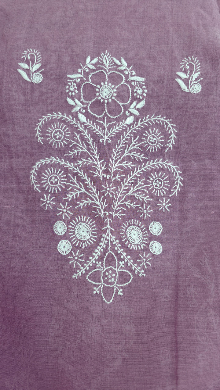 Lucknowi 2 Taar Chikankari Chanderi Kurta Dupatta Set – Handmade Festive Wear