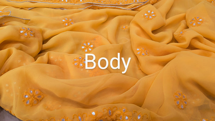 Embellished with Gota Patti | Hand Chikankari Faux Georgette Saree | Lucknowi Embroidery | Designer Festive Wear by Paridhan Chikan